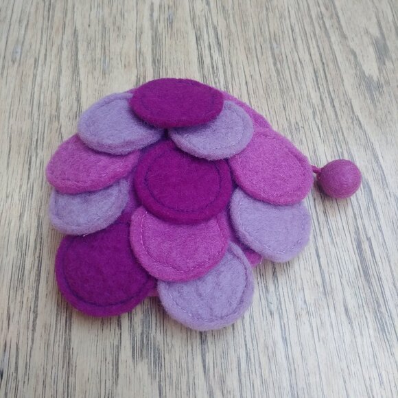 Handmade purple wool felt pouch wallet coin purse - Picture 3 of 11